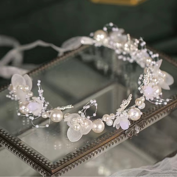 Boho Floral Tiara, Crown, Headband Unique Vintage Bridal Headband Bridesmaid